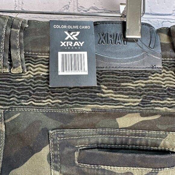 XRAY Men's Classic Moto Biker Stretch Jeans, Size W36 x L32, Olive Camo Color - Picture 10 of 16